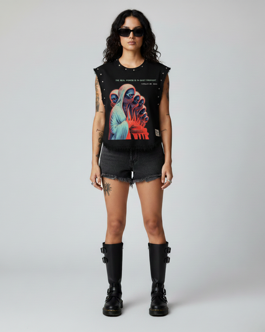 AWAKENDED UNISEX BLACK VEST (BOXYFIT)