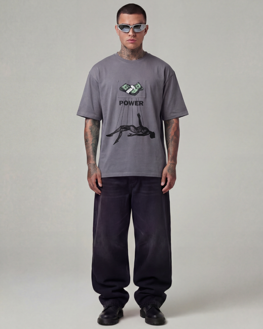 More Money Oversized Grey Unisex T-shirt