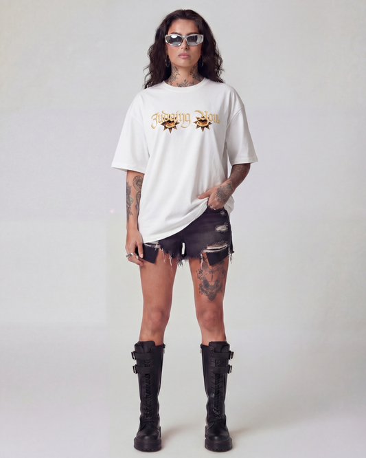 Judging You Oversized Offwhite Unisex T-shirt