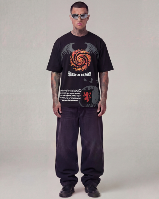 House of Dragons Oversized Black Unisex T-shirt