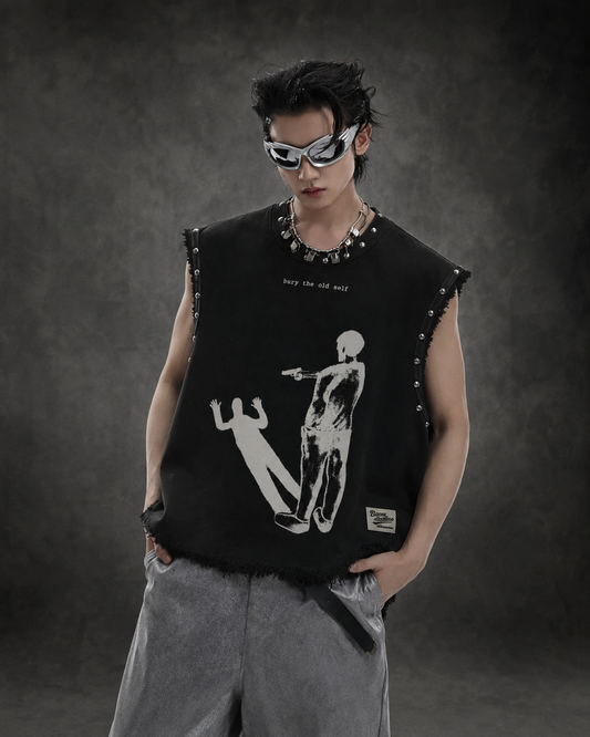 BURY THE OLD SELF UNISEX BLACK VEST (BOXYFIT)