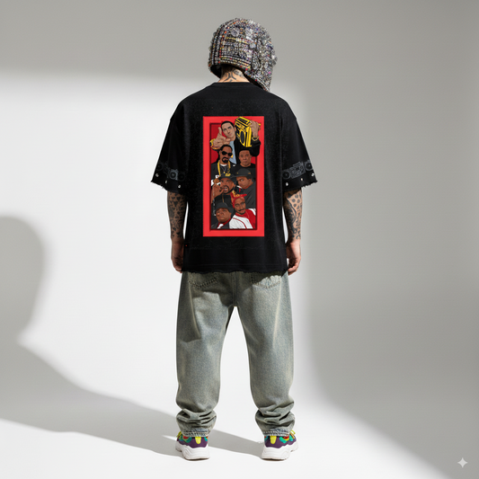 HIP HOP ALL STAR OVERSIZE UNISEX BLACK TSHIRT (BOXYFIT)