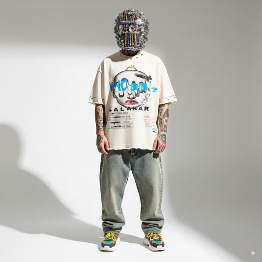 KALAKAAR OVERSIZE UNISEX OFF-WHITE TSHIRT (BOXYFIT)