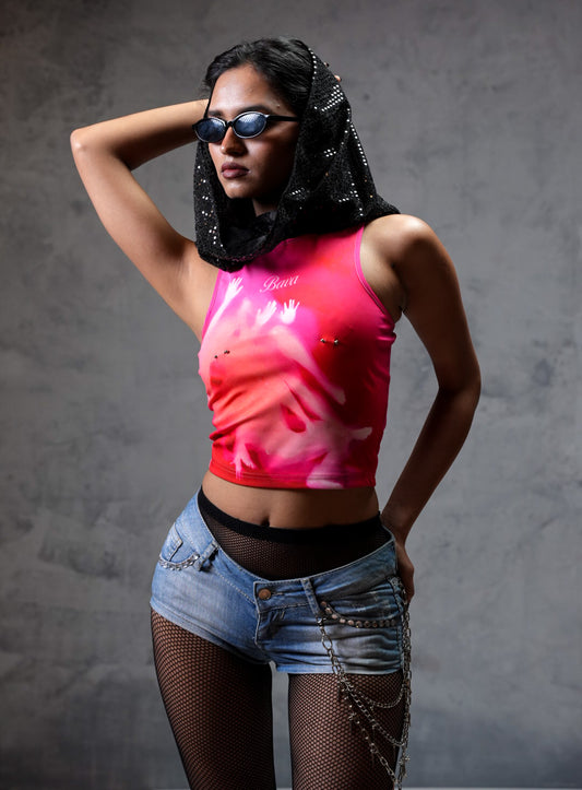 Trapped Soul Pink Cotton Crop top