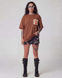 No Phoney Shit here Oversized Brown Unisex T-shirt