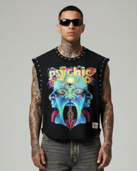 PSYCHIC UNISEX BLACK VEST (BOXYFIT)