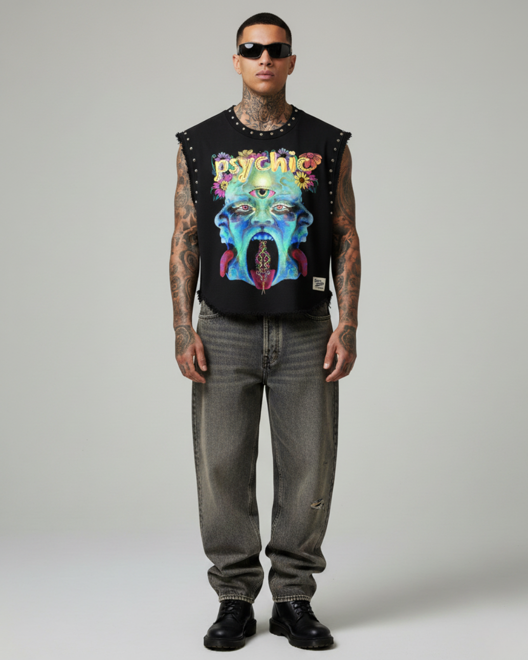 PSYCHIC UNISEX BLACK VEST (BOXYFIT)