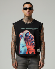 AWAKENDED UNISEX BLACK VEST (BOXYFIT)