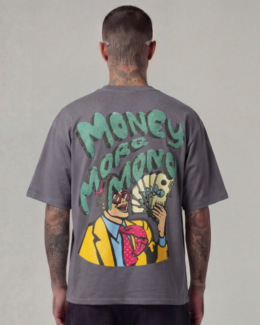 More Money Oversized Grey Unisex T-shirt