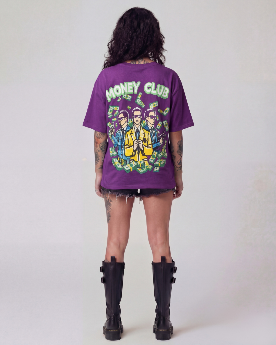 Money Club Oversized Purple Unisex T-shirt