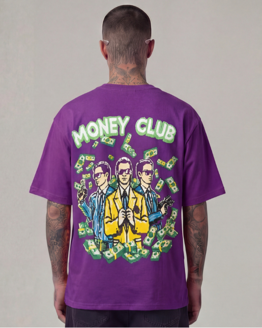 Money Club Oversized Purple Unisex T-shirt