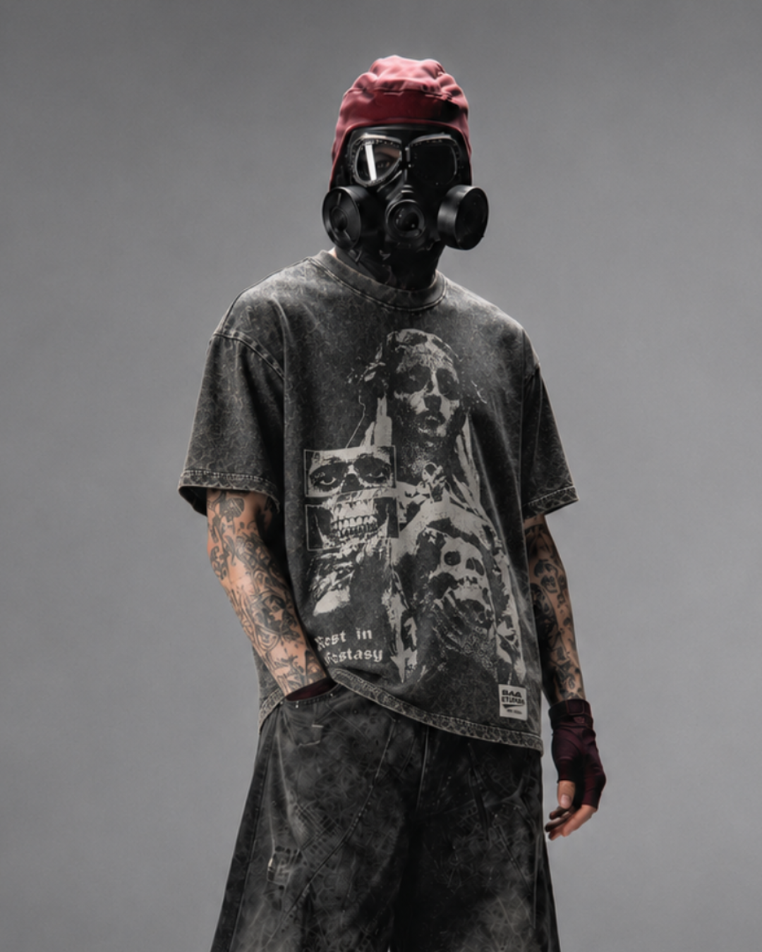 Rest in Ecstasy Acid Wash Black T-shirt