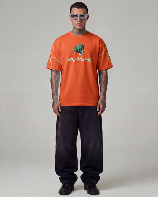 How Much Money Oversized Orange Unisex T-shirt