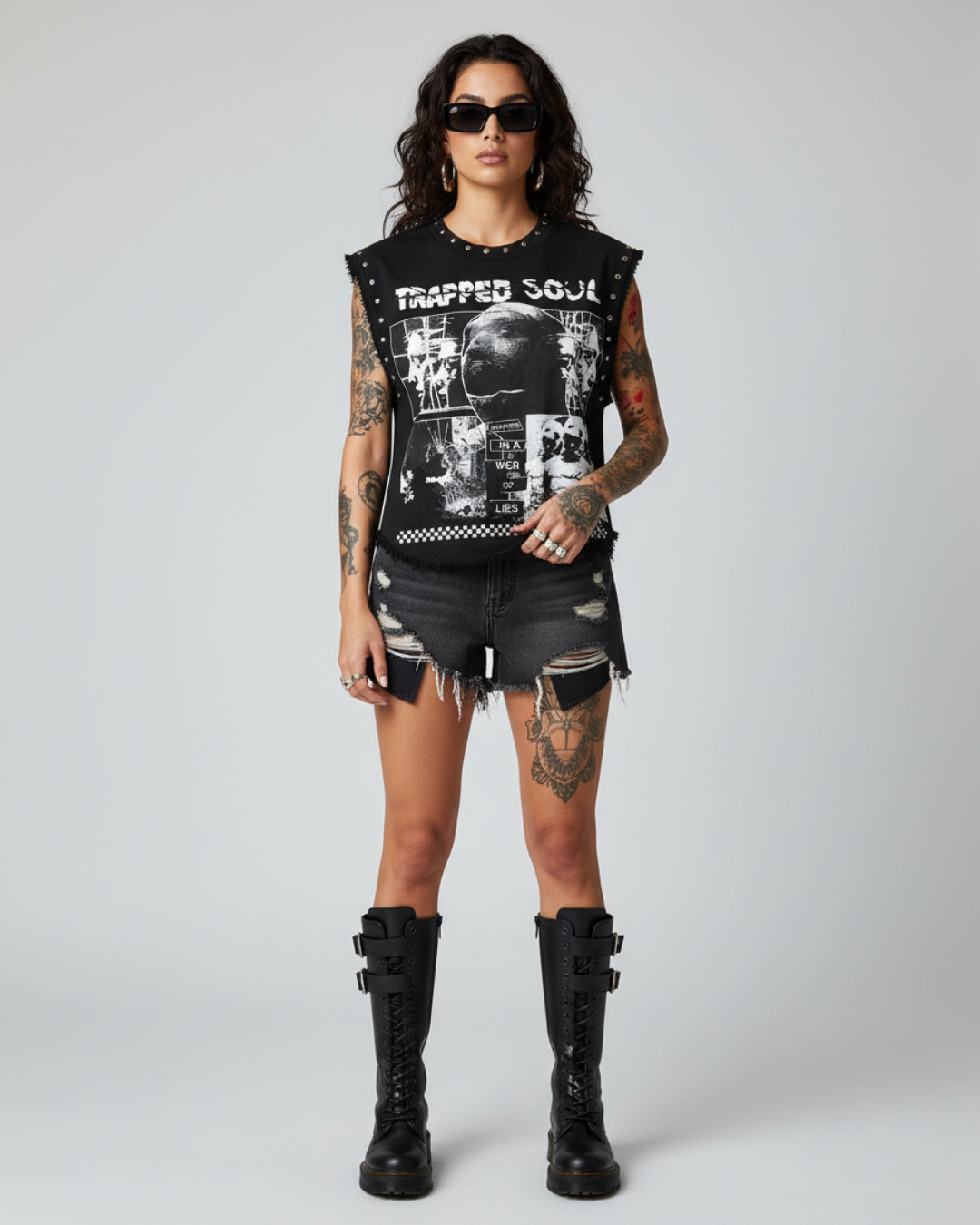 TRAPPED SOUL UNISEX BLACK VEST (BOXYFIT)