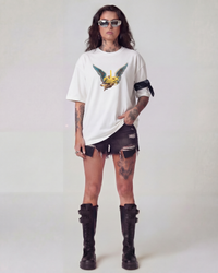 Fuck Society Oversized Offwhite Unisex T-shirt