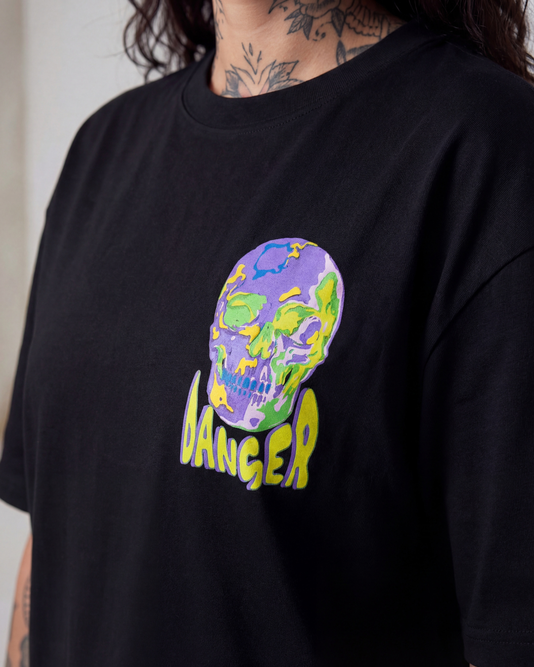 Caution Oversized Black Unisex T-shirt