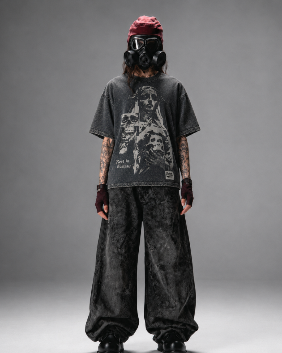 Rest in Ecstasy Acid Wash Black T-shirt