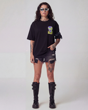 Caution Oversized Black Unisex T-shirt