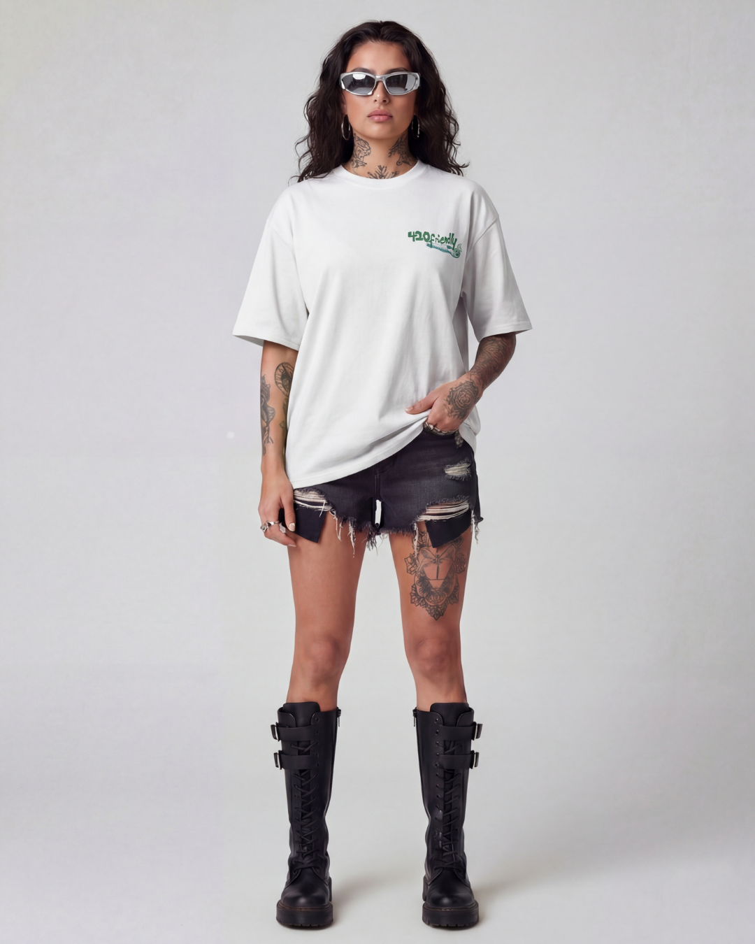 420 Friendly Oversized Offwhite Unisex T-shirt