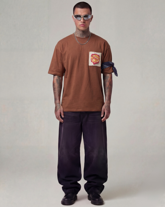 No Phoney Shit here Oversized Brown Unisex T-shirt