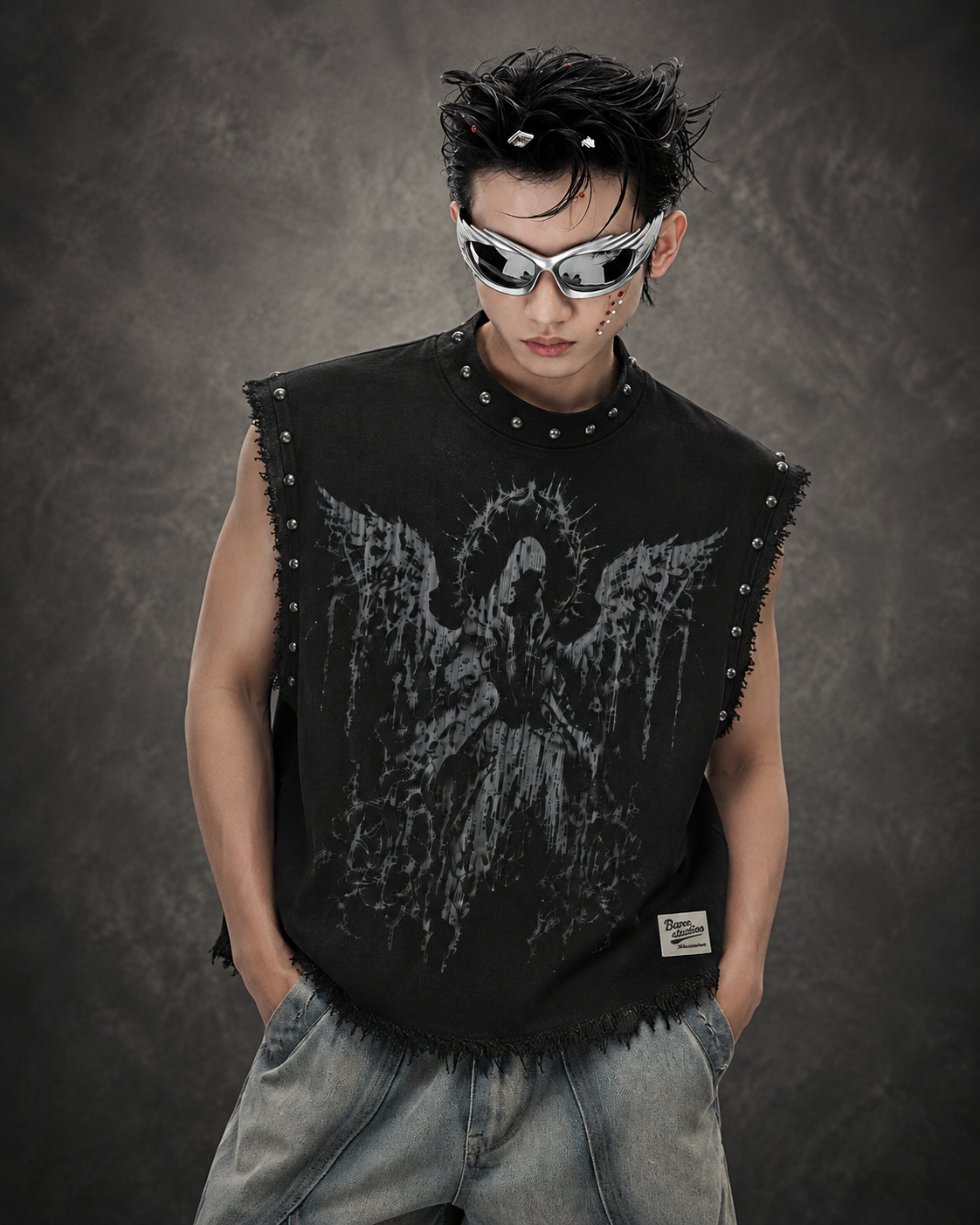 DARK ANGEL UNISEX BLACK VEST (BOXYFIT)