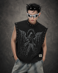 DARK ANGEL UNISEX BLACK VEST (BOXYFIT)
