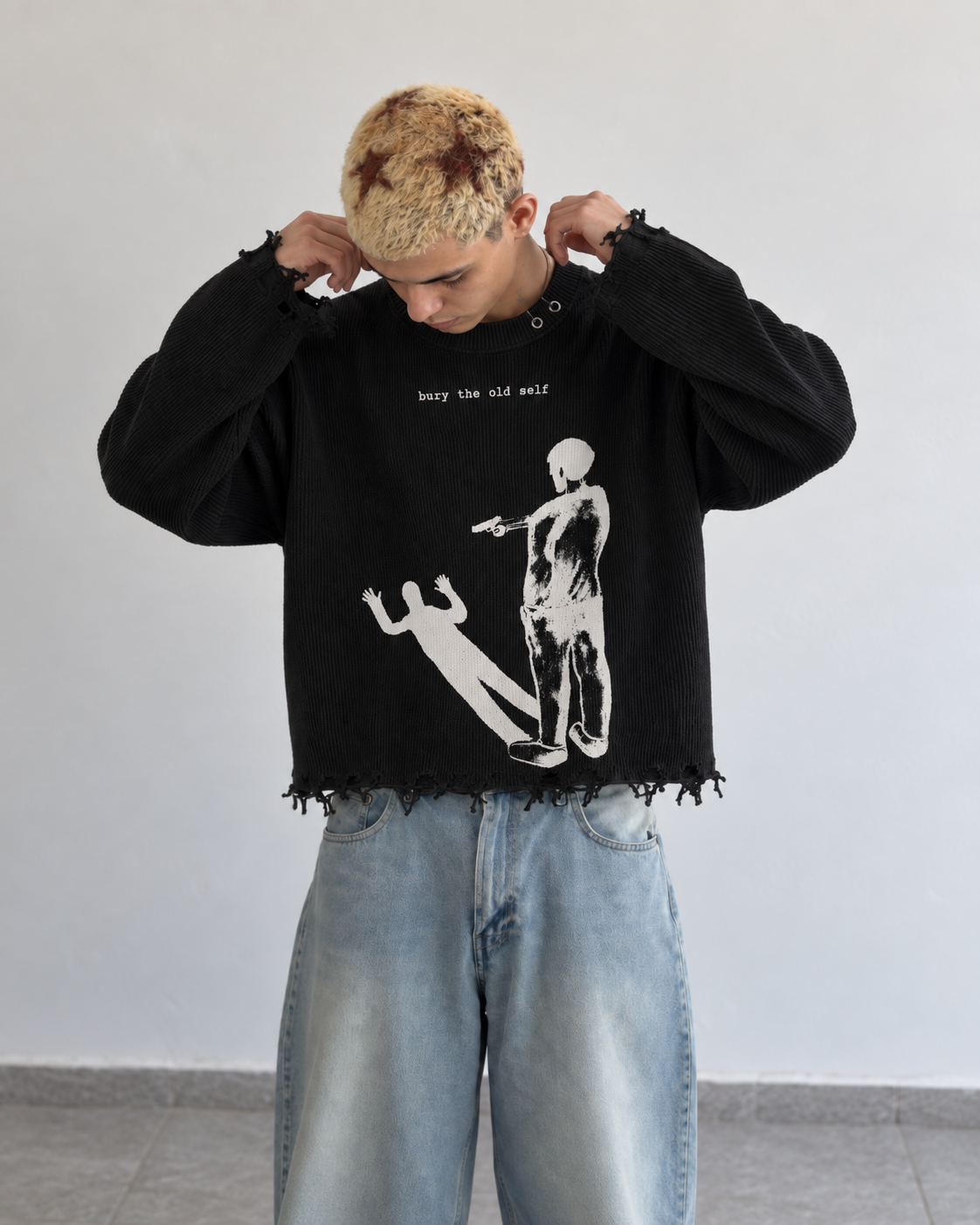 BURY THE OLD SELF UNISEX BLACK SWEATSHIRT (BOXYFIT)