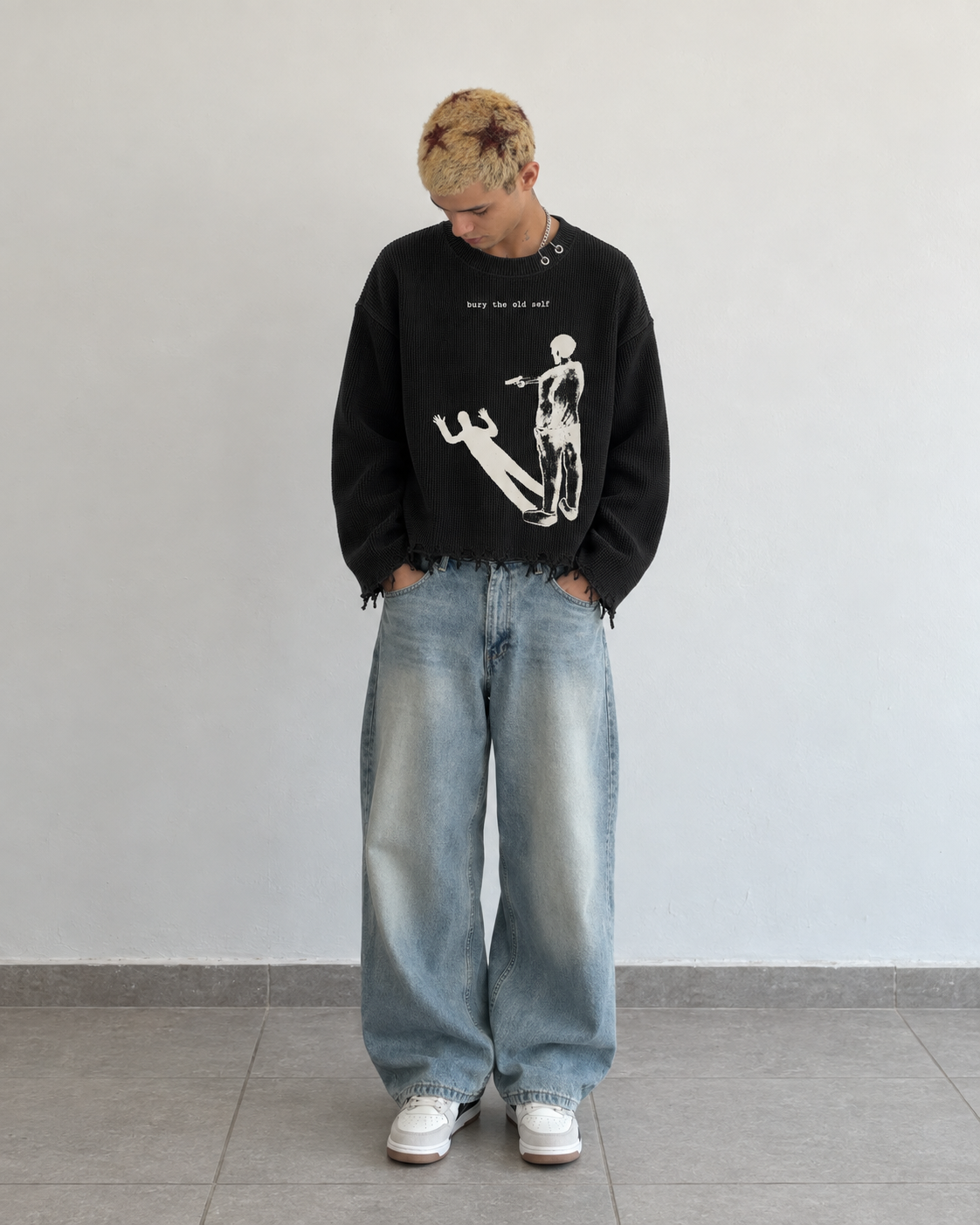 BURY THE OLD SELF UNISEX BLACK SWEATSHIRT (BOXYFIT)