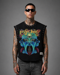 PSYCHIC UNISEX BLACK VEST (BOXYFIT)