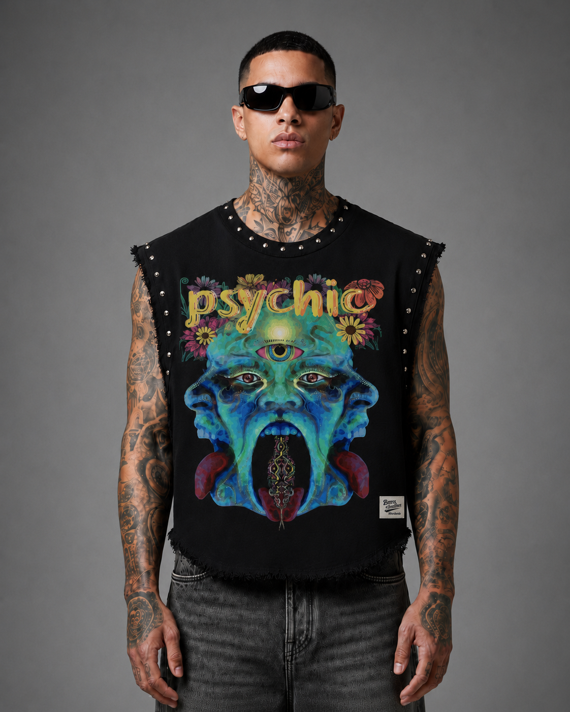 PSYCHIC UNISEX BLACK VEST (BOXYFIT)