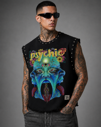 PSYCHIC UNISEX BLACK VEST (BOXYFIT)