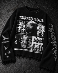 TRAPPED SOUL BLACK UNISEX SWEATSHIRT (BOXYFIT)