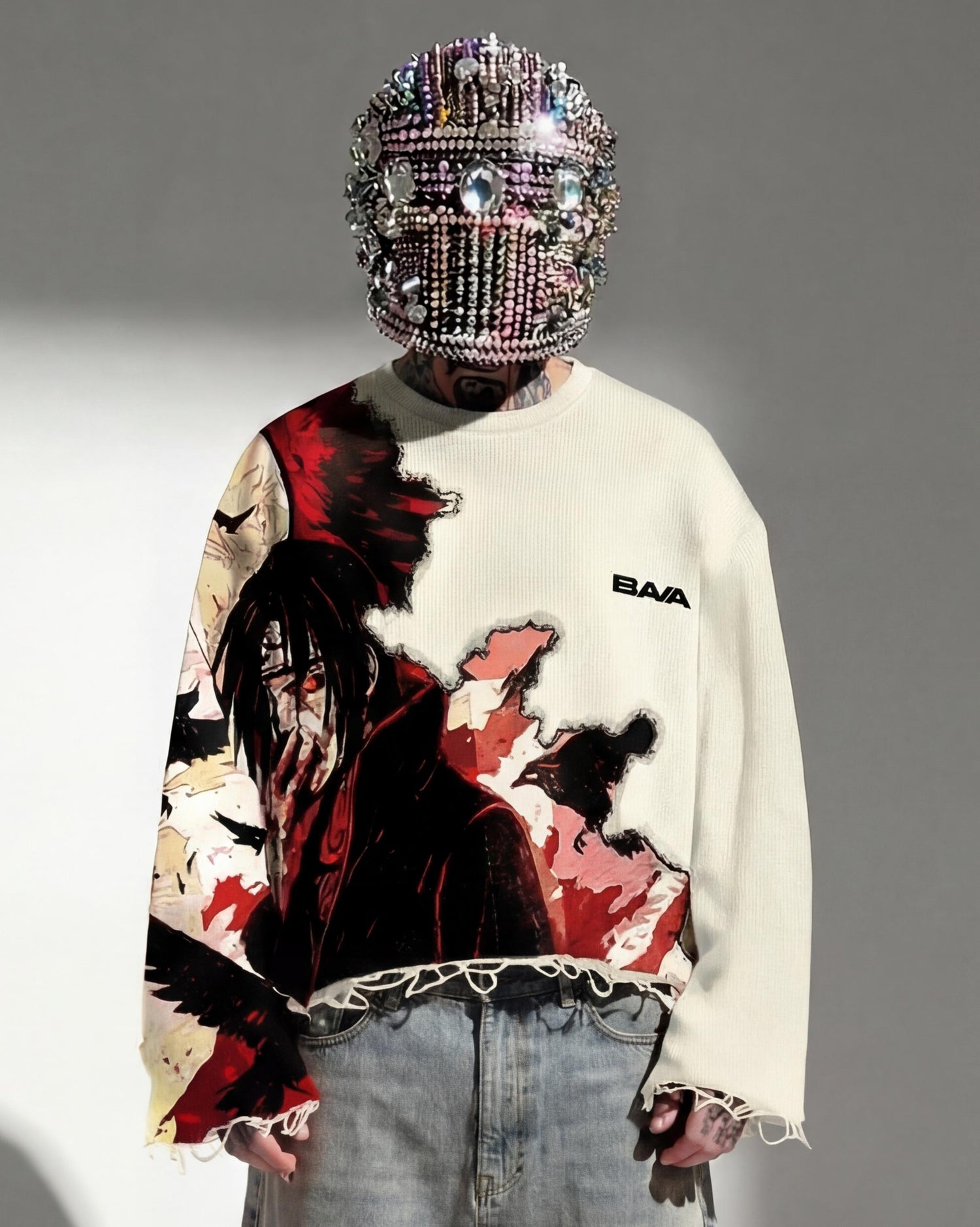 Itachi Uchiha “Mind Split” Unisex Sweatshirt Offwhite | Black