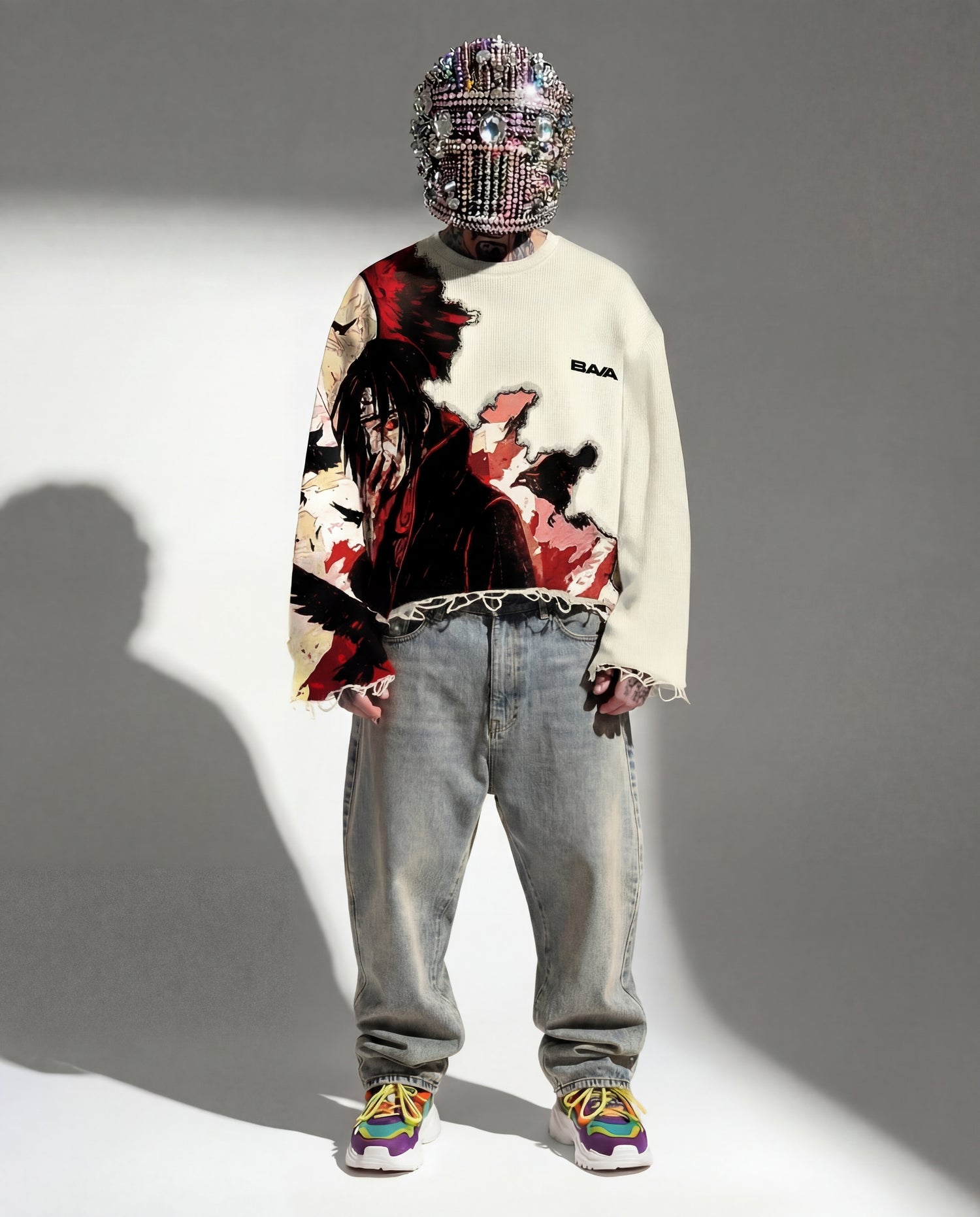 Itachi Uchiha “Mind Split” Unisex Sweatshirt Offwhite | Black