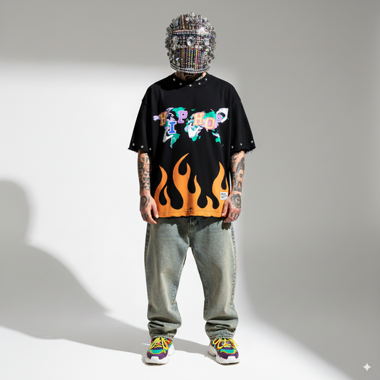 HIP HOP ALL STAR OVERSIZE UNISEX BLACK TSHIRT (BOXYFIT)