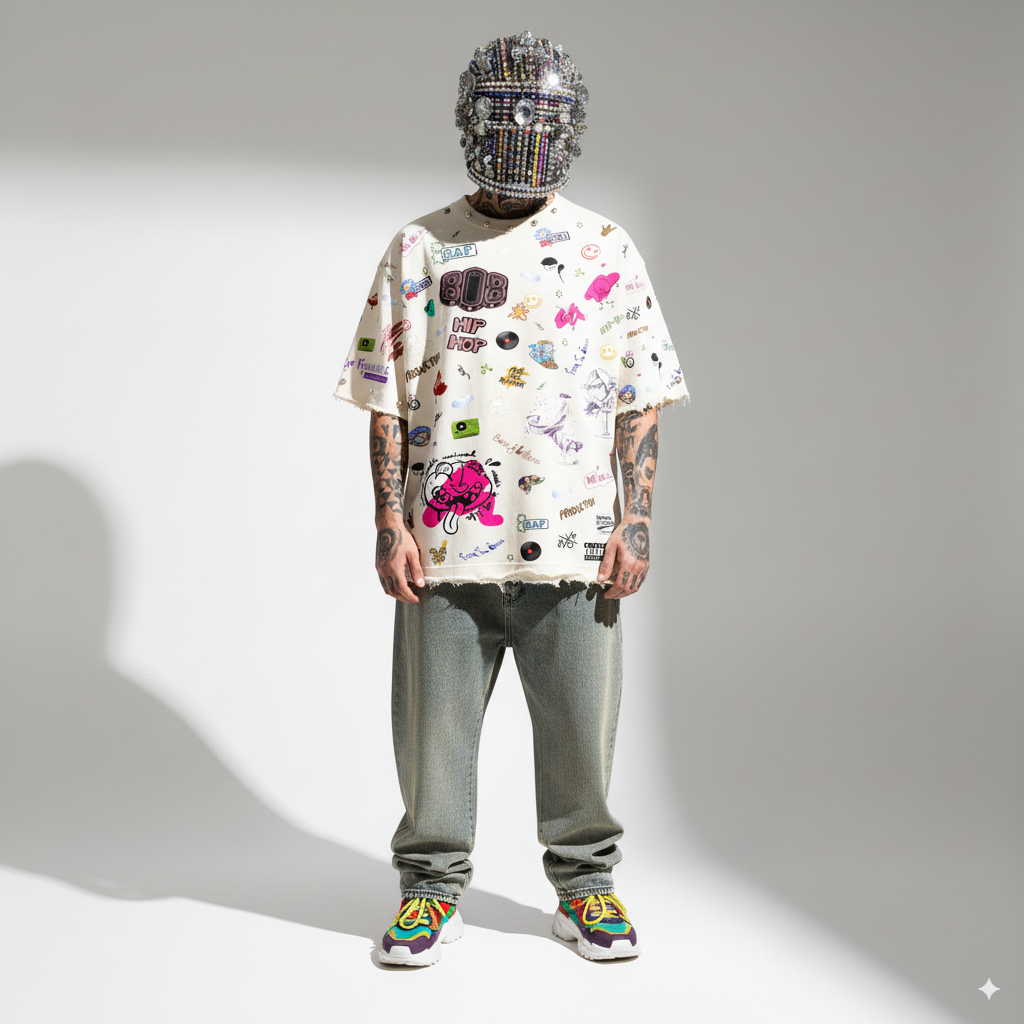 HIP-HOP SYMPHONY OVERSIZE UNISEX OFF-WHITE TSHIRT (BOXYFIT)