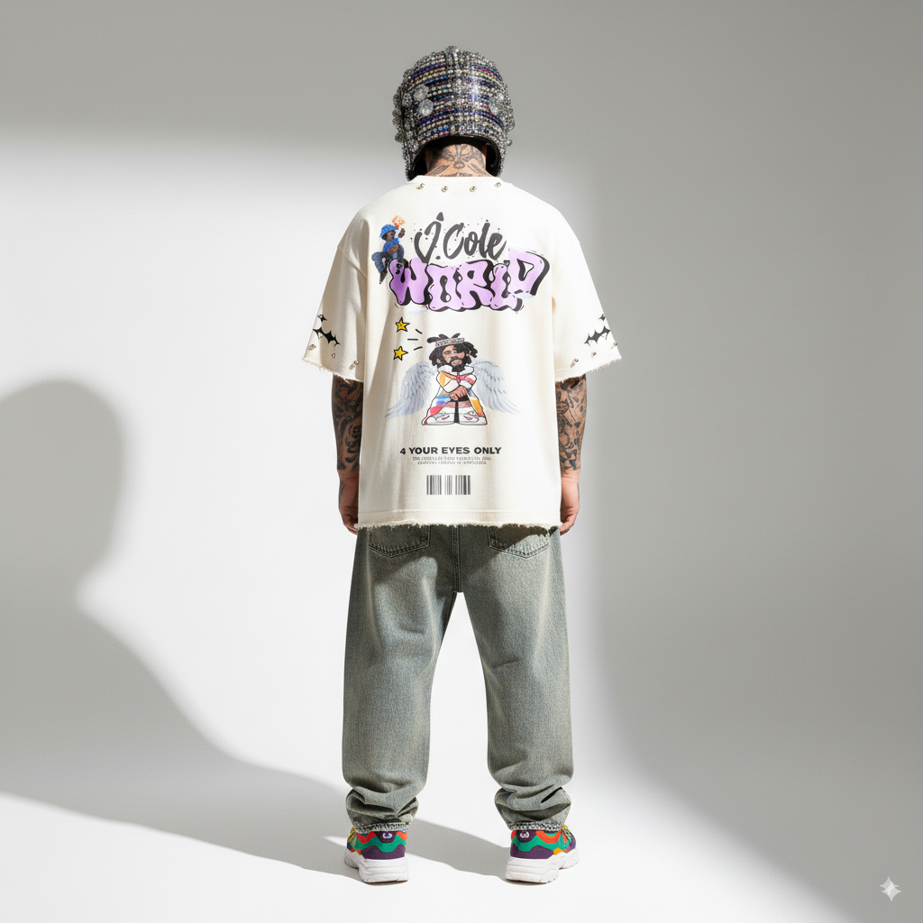 JCOLE OVERSIZE UNISEX OFF-WHITE TSHIRT (BOXYFIT)