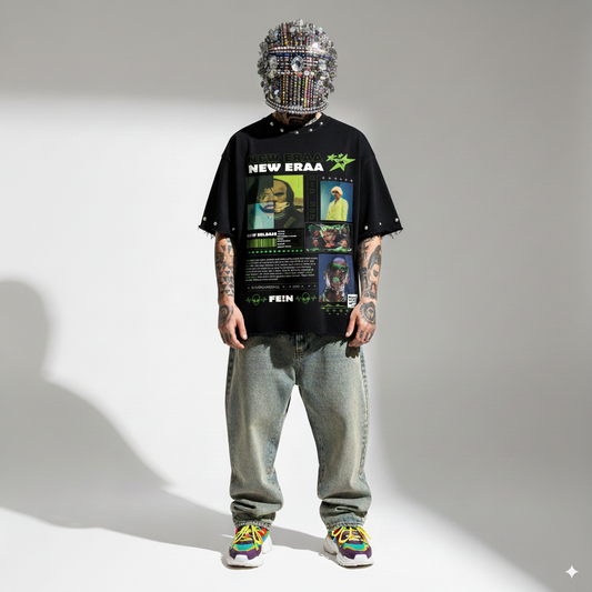 POP ICONS OVERSIZE UNISEX BLACK TSHIRT (BOXYFIT)