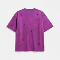 PURPLE ACID WASH SHREDDED OVERSIZED UNISEX T-SHIRT