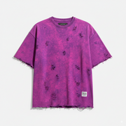 PURPLE ACID WASH SHREDDED OVERSIZED UNISEX T-SHIRT