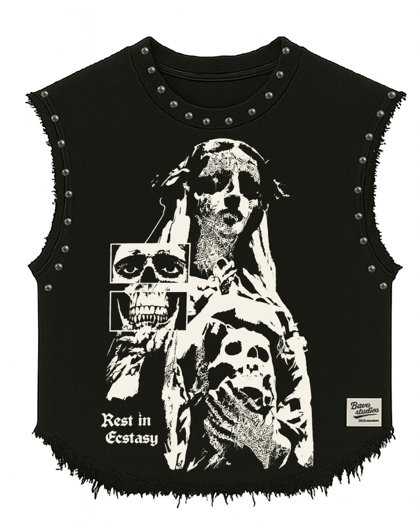 REST IN ECSTASY UNISEX BLACK VEST (BOXYFIT) (Copy)
