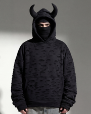 Santa Muerte Black Oversize Cotton Hoodie (LIMITED PIECES)