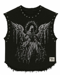 DARK ANGEL UNISEX BLACK VEST (BOXYFIT)