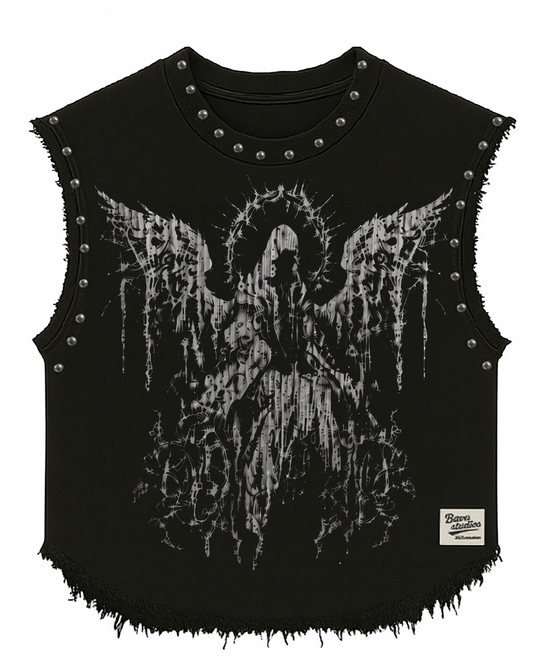 DARK ANGEL UNISEX BLACK VEST (BOXYFIT)