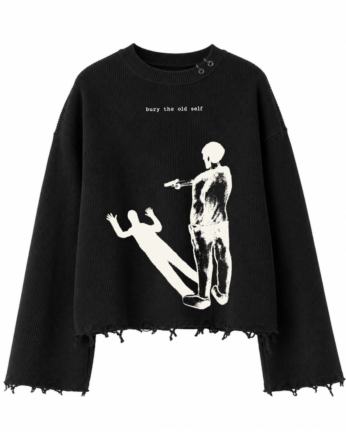 BURY THE OLD SELF UNISEX BLACK SWEATSHIRT (BOXYFIT)