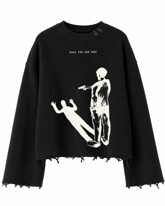 BURY THE OLD SELF UNISEX BLACK SWEATSHIRT (BOXYFIT)