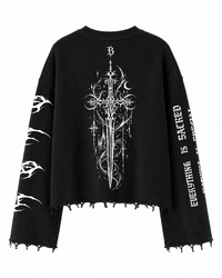 FALLEN ANGEL UNISEX BLACK SWEATSHIRT (BOXYFIT)