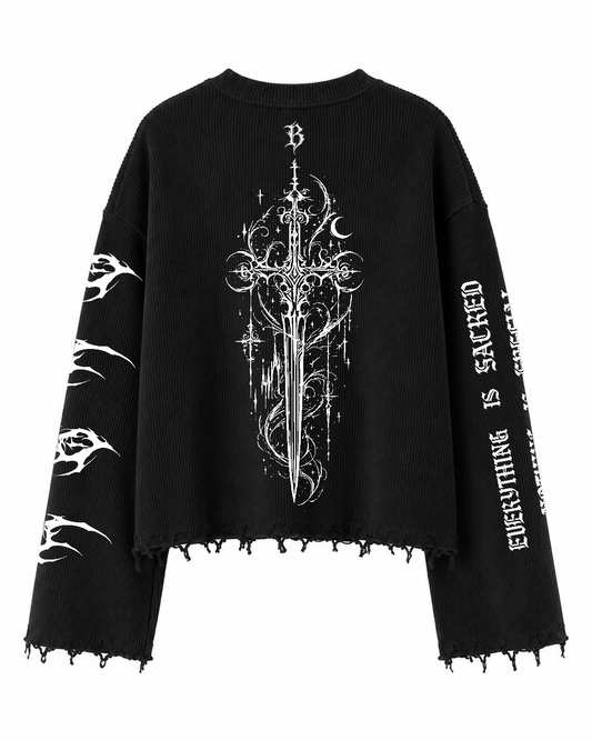 FALLEN ANGEL UNISEX BLACK SWEATSHIRT (BOXYFIT)