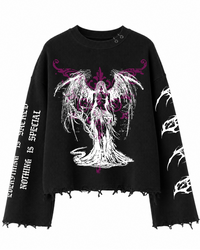 FALLEN ANGEL UNISEX BLACK SWEATSHIRT (BOXYFIT)