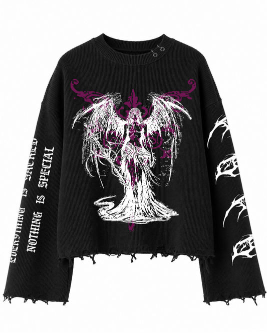 FALLEN ANGEL UNISEX BLACK SWEATSHIRT (BOXYFIT)